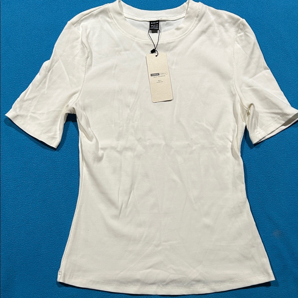 SHEIN White Short Sleeve Slim Crewneck Tee